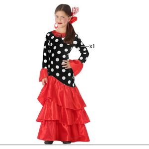 Kostuums voor Volwassenen Flamenca Zwart Rood Spanje Maat 3-4 Jaar