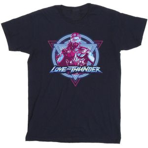 Marvel Jongens Thor Liefde en Donder Neon Badge T-Shirt (152-158) (Marineblauw)