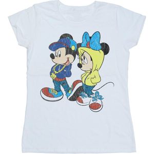 Disney Dames/Dames Mickey en Minnie Mouse Pose Katoenen T-Shirt (XL) (Wit)