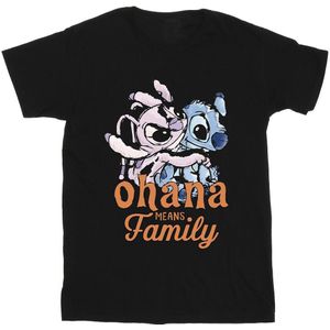 Disney Heren Lilo en Stitch Ohana Engel Knuffel T-shirt (L) (Zwart)