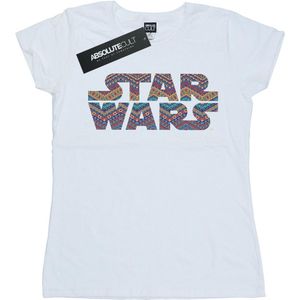 Star Wars Dames/Dames Kleur Azteken Logo Katoenen T-Shirt (L) (Wit)