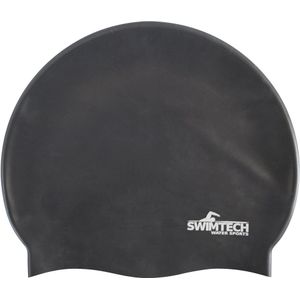 SwimTech Unisex Volwassen Siliconen Zwemkapje  (Zwart)