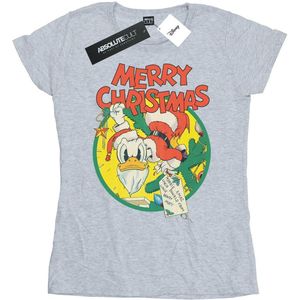 Disney Dames/Dames Donald Duck Vrolijk Kerstmis Katoenen T-Shirt (XL) (Sportgrijs)