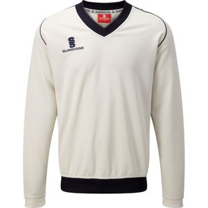 Surridge Jongens Junior Fleece Gevoerde Trui Sport / Cricket (MB) (White/Marine afwerking)