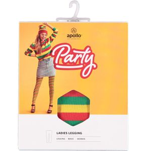 Apollo - Legging Dames - Stripes - Rood/Geel/Groen - Maat XXL - Limburg - Legging Limburg- Legging - Feestlegging - Legging carnaval - Legging meisje