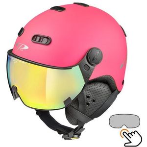 CP Carachillo roze fluo mat skihelm - meekleurend Vizier (4 Keuzes)