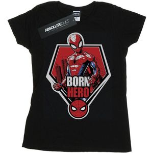 Marvel Dames/Dames Spider-Man Geboren Held Katoenen T-Shirt (XXL) (Zwart)