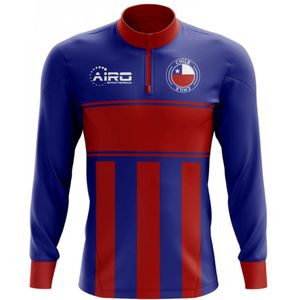 Chile Concept Football Half Zip Midlayer Top (Blue-Red)