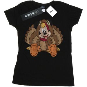 Disney Dames/Dames Mickey Mouse Thanksgiving Kalkoen Kostuum Katoenen T-Shirt (S) (Zwart)