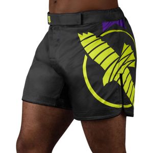 Hayabusa Icon Fight Shorts Mid-Lengte - Zwart / Neon - M