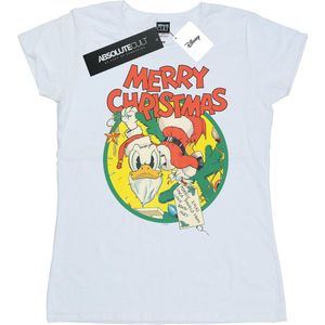 Disney Dames/Dames Donald Duck Vrolijk Kerstmis Katoenen T-Shirt (XXL) (Wit)
