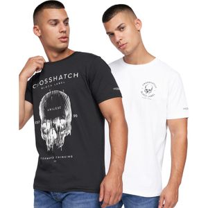 Crosshatch Heren Skulfux T-Shirt (Pack of 2) (S) (Zwart/Wit)