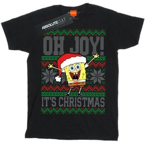 SpongeBob SquarePants Meisjes Oh Joy! Kerst Fair Isle Katoenen T-Shirt (104) (Zwart)
