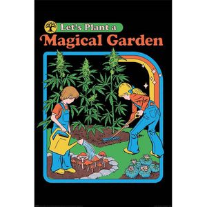 Steven Rhodes Laten we een magische tuin planten Poster (91,5 cm x 61 cm x 0,1 cm) (Zwart/Blauw/Groen)