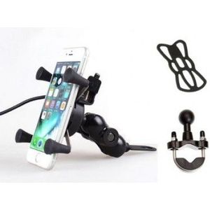CLAW Universal motorcycle smartphone holder (X-Grip) with USB charger