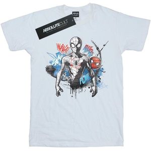Marvel Meisjes Spider-Man Graffiti Pose Katoenen T-Shirt (140-146) (Wit)