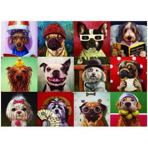Puzzel Eurographics - Lucia Heffernan: grappige honden, 1000 stukjes