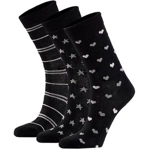 Apollo - Dames sokken van biologisch katoen - 6-Paar - Multi Zwart - Maat 35/38 - Sokken maat 35/38 - Bio-Katoen - Duurzaam
