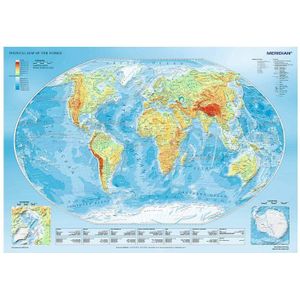 Puzzel Trefl - Fysieke wereldkaart, 1000 stukjes