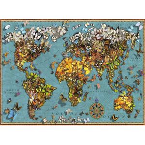 Antieke Vlinder Wereldkaart Puzzel (500 stukjes)