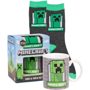 Minecraft Kinder-/kindergriezelset mok en sok  (Groen/Grijs)