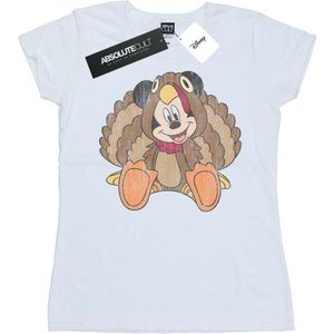 Disney Dames/Dames Mickey Mouse Thanksgiving Kalkoen Kostuum Katoenen T-Shirt (M) (Wit)