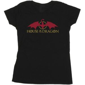 Game Of Thrones: House Of The Dragon Dames/Dames Draken Logo Katoenen T-Shirt (L) (Zwart)