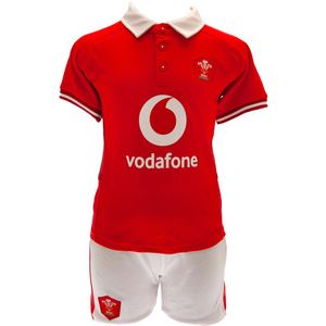 Wales RU Baby-T-shirt & -shortset voor thuis (9-12 Monate (Baby)) (Rood/Wit)