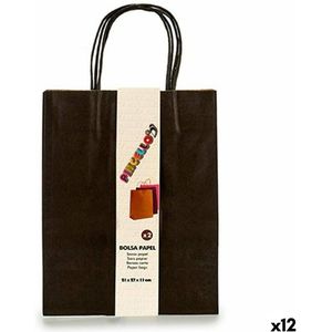 Set tassen Papier Zwart 11 x 36 x 21 cm (12 Stuks)