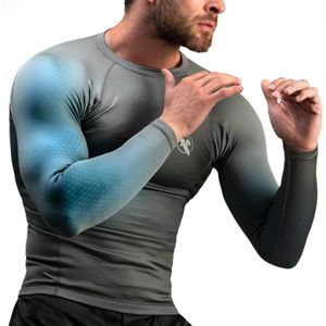 Hayabusa Fusion Rashguard - Grijs  /  Aquablauw - XL