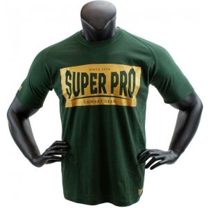 Super Pro T-Shirt met logo - Katoen - Groen met goud - S