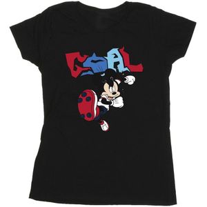 Disney Dames/Dames Mickey Mouse Goal Striker Pose Katoenen T-Shirt (XL) (Zwart)
