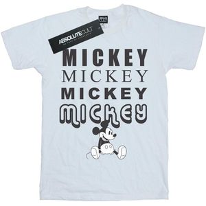 Disney Heren Mickey Mouse Zittend T-shirt (3XL) (Wit)