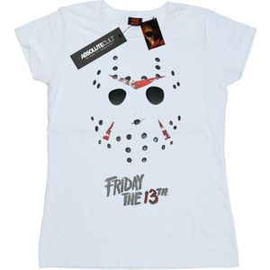 Friday 13th Dames/Dames Jason Hockey Masker Katoenen T-Shirt (XL) (Wit)