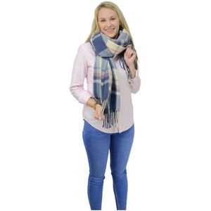 HyFASHION Dames/dames Tartan Supersoft Winter Sjaal  (Marine/Fig/Wit)