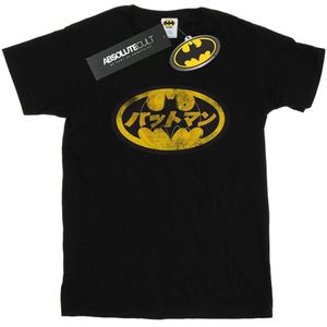 DC Comics Meisjes Batman Japans Logo Geel Katoenen T-Shirt (140-146) (Zwart)