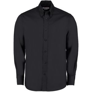 Kustom Kit Heren Oxford Getailleerd Overhemd met Lange Mouwen (47,5cm) (Zwart)