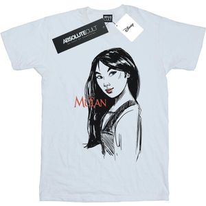 Disney Meisjes Mulan Schets Katoen T-Shirt (104) (Wit)