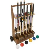 Meester Croquet set, 6 persoons, ultieme set, 16 mm dikke poorten, 16 oz kunststof ballen met Trolley Kwaliteit en Klasse