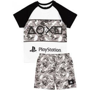 Playstation Jongens Gaming Camo Korte Pyjamaset (140) (Zwart/Grijs/Wit)