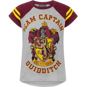 Harry Potter Meisjes Zwerkbal Team Captain T-shirt met korte mouwen (128) (Grijs/Rood)