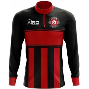 Tunisia Concept Football Half Zip Midlayer Top (Black-Red)
