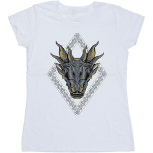 Game Of Thrones: House Of The Dragon Dames/Dames Drakenpatroon Katoenen T-Shirt (L) (Wit)