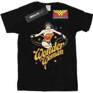 DC Comics Dames/Dames Wonder Woman Sterren Katoenen Vriendje T-shirt (XXL) (Zwart)