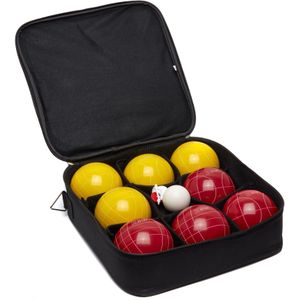 Bocce (als bowls en petanque) - Profi 10 cm - 8 kg in mooie draagtas - 4 gele en 4 rode ballen - afstandmeter  Top  Kwaliteit en Klasse