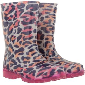 Mountain Warehouse Kinder/Kids Splashed Leopard Print Flashing Lights Wellington Boots (34 EU) (Roze)