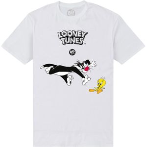 Tweety Volwassen unisex Sylvester & Tweety 80e T-shirt (3XL) (Wit)