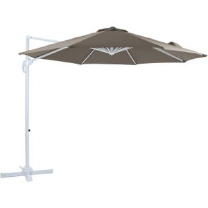 AXI Marisol Zweefparasol Rond Ø 300 cm in Wit / Taupe | Ronde Parasol voor tuin met Aluminium Frame | Inclusief kruisvoet & hoes | Kantelbaar & 360° draaibaar