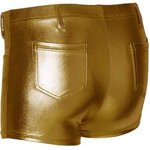 Apollo - Hotpants dames - Latex - Goud - Maat L/XL - Hotpants - Carnavalskleding - Feestkleding - Hotpants latex - Hotpants dames