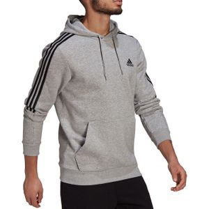 adidas - Essentials Fleece Cut 3-Stripes Hoodie - Grijze Hoodie - XL